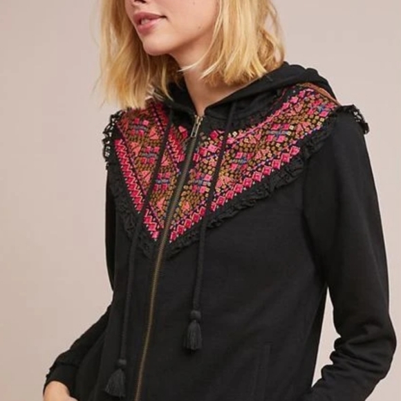 Anthropologie Akemi + Kin Embroidered Terry Hoodie - Picture 2 of 8